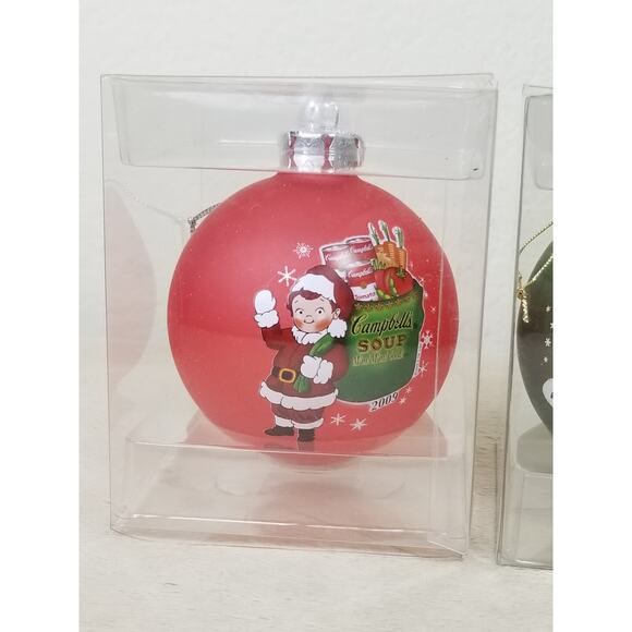 Campbell's Soup Ornament Red 2009 Mm Mm Good Green 2013 Christmas Tree NIB x2 - Picture 2 of 11
